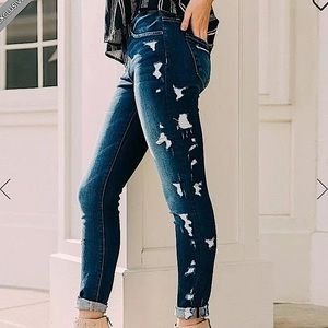 Flying Monkey Mid Rise Distressed Skinny Jeans